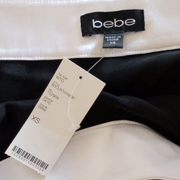 bebe Black and White Silk Blouse - Picture 6 of 7